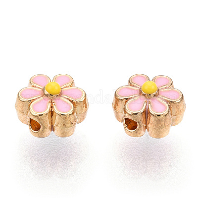 Perles d'émail en alliage de ton or clair&nbsp;ENAM-WH0057-43C-1
