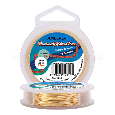 BENECREAT 24Gauge(0.5mm) Tarnish Resistant Light Gold Wire Jewellery Making  Copper Wire, 30M/33Yard