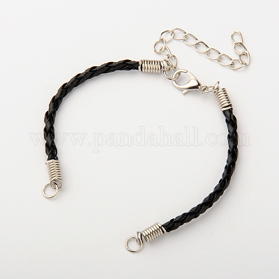 Men's Braided Leather Bracelet with Lobster Claw Clasp