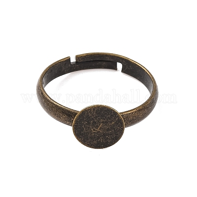 Einstellbar antike Bronze Messing Pad Fingerring Basen&nbsp;X-EC541-NFAB-1