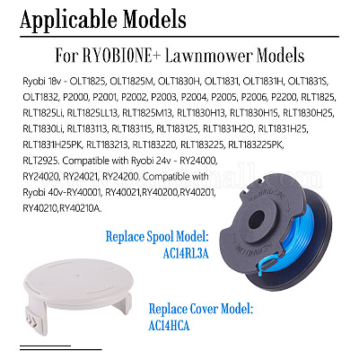 Carrete de repuesto para recortadora de hilo AC3RL14A con tapa para Ryobi One+ 3V&nbsp;FIND-TAC0011-128B-1