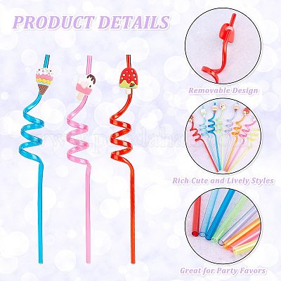 Wholesale Gorgecraft 8Pcs 8 Colors PET Spiral Drinking Straws 