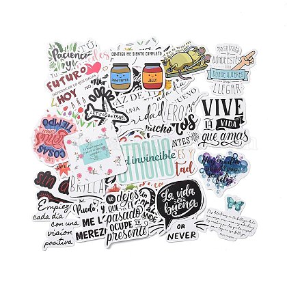 50pcs ensemble d'autocollants en papier mot espagnol inspirant DIY-C062-03-1