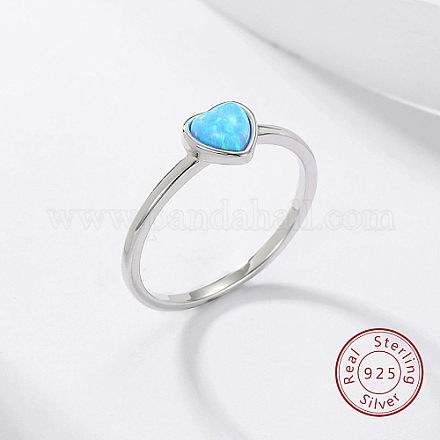 Anello da dito con cuore in opale sintetico azzurro cielo FM4105-2-1