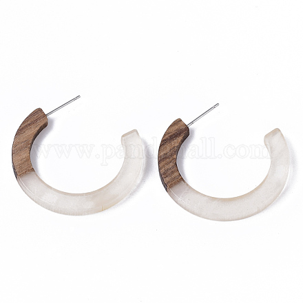 Accessoires de boucles d'oreilles en résine et bois de noyer RESI-R425-01-A03-1