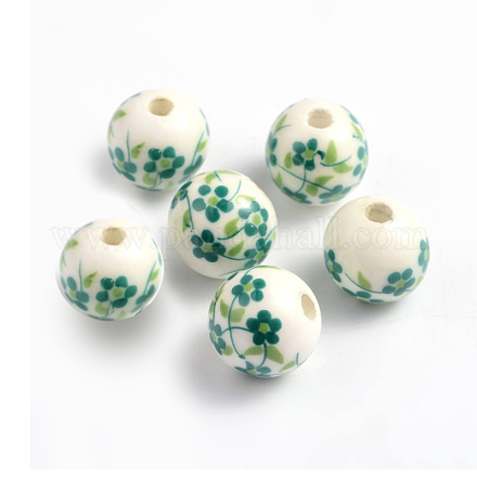 Handmade Printed Porcelain Beads PORC-Q201-12mm-2-1
