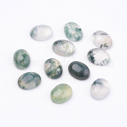 Natural Moss Agate Cabochons G-F517-21-1
