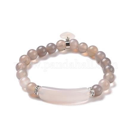 Natural Agate Beads Charm Bracelets BJEW-K164-C06-1