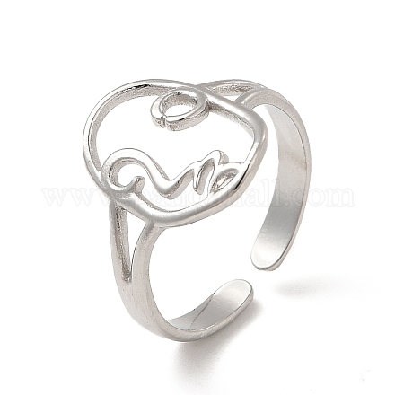304 anello per polsino aperto da donna con faccia astratta in acciaio inossidabile RJEW-E066-06P-1
