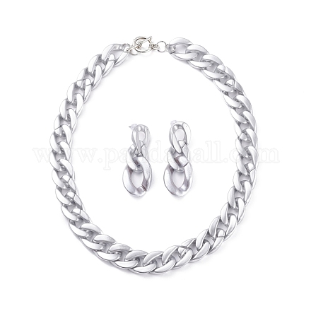 Ccb collana a catena in plastica e acrilico e orecchini pendenti SJEW-JS01233-02-1