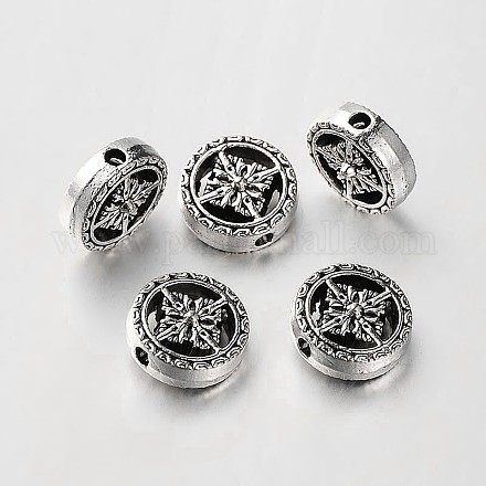 Buddhistischen Schmuck Zubehör tibetischen Stil Legierung flache runde Perlen X-TIBEB-O004-55-1