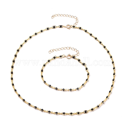 Messing handgefertigte Perlenkette Armbänder & Halsketten Schmuck-Sets SJEW-JS01139-1