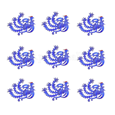 中国風の合金エナメルシャンデリアコンポーネントリンク  フェニックス  藤紫色  銀色のメッキ  56x67x8mm  穴：3mm X-ENAM-E329-05A-S-1