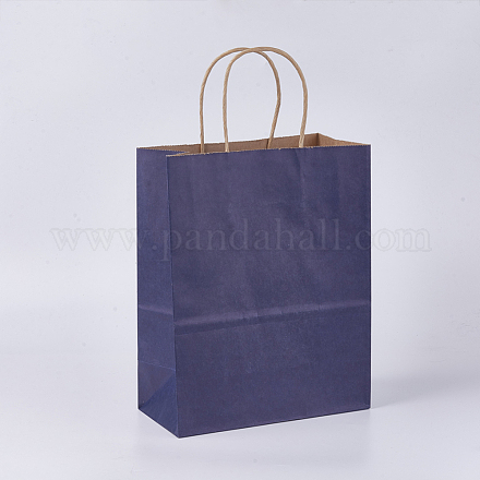 クラフト紙袋  ギフトバッグ  ショッピングバッグ  ハンドル付き  ダークスレートブルー  21x11x27cm CARB-WH0003-B-09-1