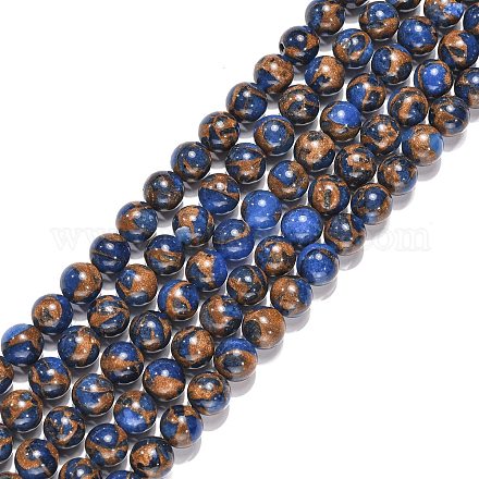 Synthetic Gold Clinquant Stone Beads Strands X-G-G026-R-8mm-1-1