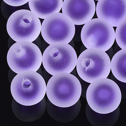 透明なアクリルビーズ  ゴムスタイル  二層ビーズ  片穴ビーズ  ラウンド  青紫色  15.5x15mm  半分穴：3.5mm TACR-S148-13G-1