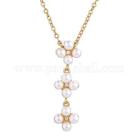 Shell Pearl Beads Flower Pendant Necklace for Women JN1061A-1