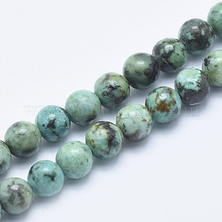 Brins de perles turquoises africaines naturelles (jaspe) G-E444-47-6mm-1