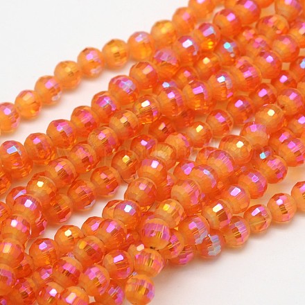 Faceted Round Electroplated Glass Beads Strands EGLA-F101-09A-1