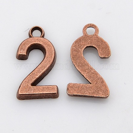 Rack Plated Zinc Alloy Number Charms PALLOY-A062-2R-NR-1
