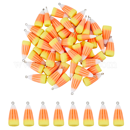 Dikosmetische 50 Stück Candy Corn Halloween Acryl-Anhänger SACR-DC0001-11-1