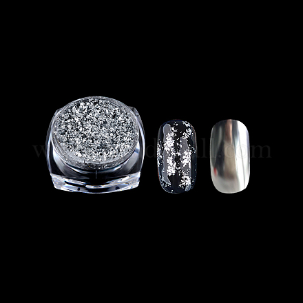 Серебряная фольга чип ногтей блеск порошок MRMJ-E001-07-01-1