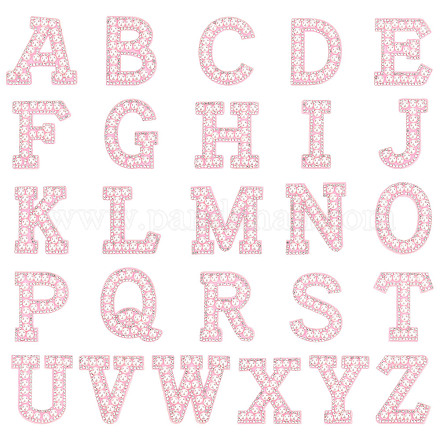 NBEADS 26 Pcs A-Z Letter Pearl Rhinestone Patches DIY-WH0321-80-1