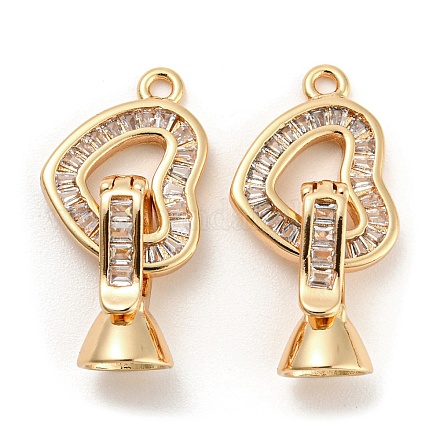 Brass Pave Clear Cubic Zirconia Fold Over Clasps KK-Q789-51G-1