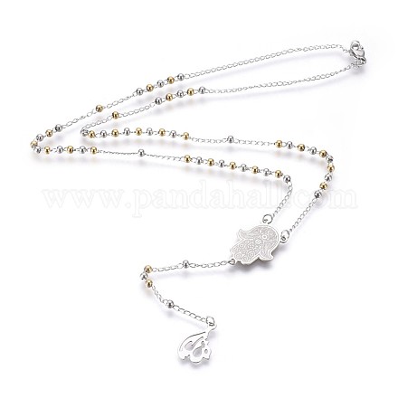 304 Edelstahl Rosenkranz Perlenketten aus rostfreiem NJEW-F240-06GP-1