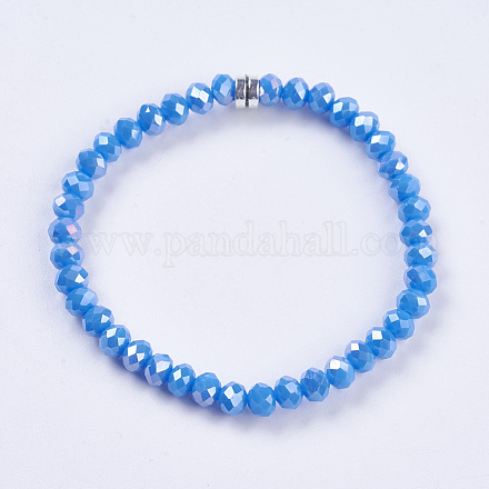 Galvanoplastie imitation jade verre perle stretch bracelets BJEW-JB03580-06-1