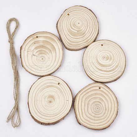 Неокрашенные необработанные деревянные подвески WOOD-T011-36-1