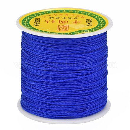 編み込みナイロン糸  ビーズジュエリー作りのための中国結びコードビーズコード  ブルー  0.8mm  約100ヤード/ロール NWIR-R006-0.8mm-368-1
