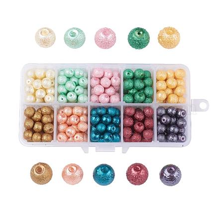 10 colore perline in vetro con perle dipinte DGLA-JP0001-12-1
