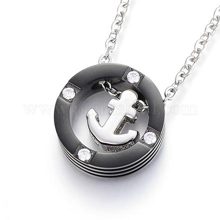 304 Stainless Steel Pendant Necklaces NJEW-H438-12A-1