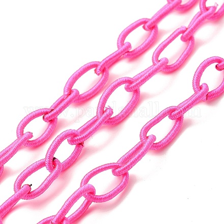 Boucle de chaînes de câbles en soie faites à la main de couleur rose foncé X-EC-A001-01-1