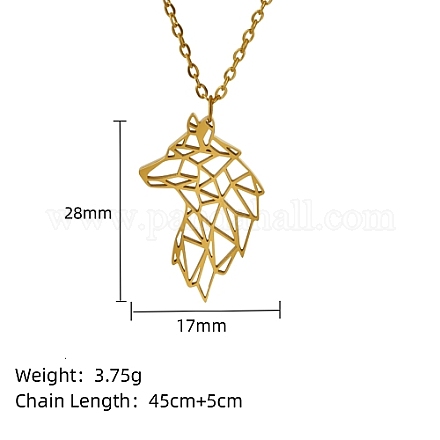 Véritable collier pendentif en acier inoxydable plaqué or 18 carat GF1493-01-1