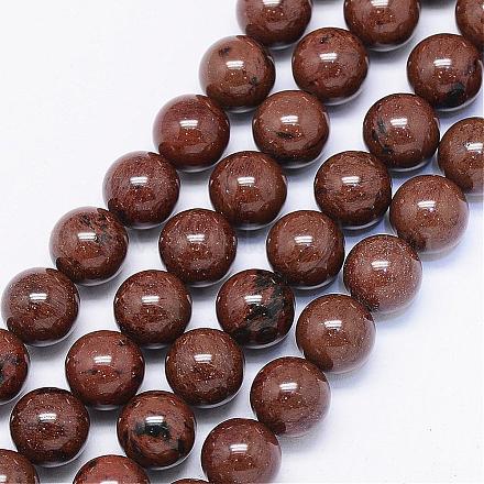 Acajou naturel chapelets de perles en obsidienne G-F425-01-1