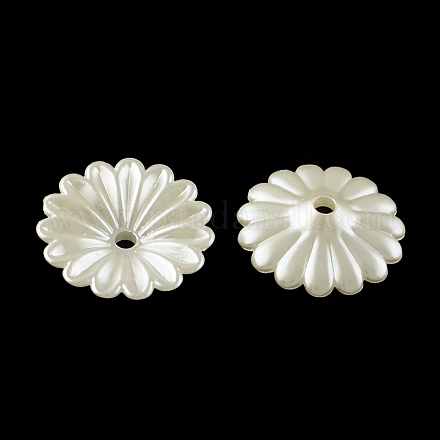Multi-Petal Flower ABS Plastic Imitation Pearl Bead Caps OACR-R016-10-1