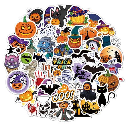 50 Uds. Pegatinas de dibujos animados impermeables de vinilo holográfico de halloween DIY-B064-01D-1