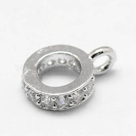 Ring Brass Micro Pave Cubic Zirconia Tube Bails ZIRC-L053-13P-1