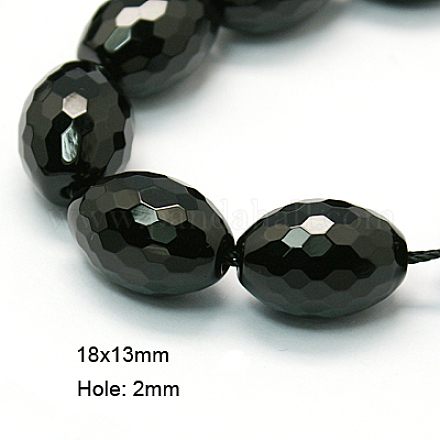 Natural Black Onyx Beads Strands G-E039-FR2-18x13mm-1