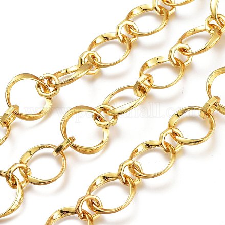 Alloy Twisted Oval & Octagon Link Chains LCHA-H004-25G-1
