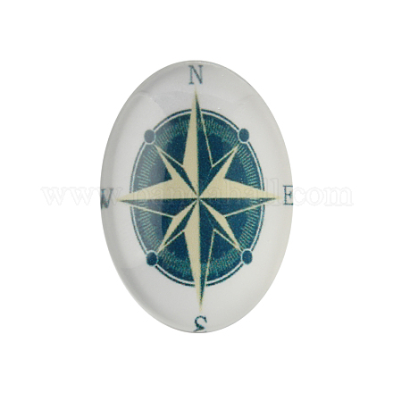Морская тематика украшения из стекла овальной Flatback кабошоны GGLA-A003-35x45-LL20-1