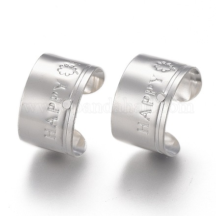304つのステンレス鋼の耳カフのパーツ  銀  11x10x7mm  穴：0.9mm STAS-P249-17S-1