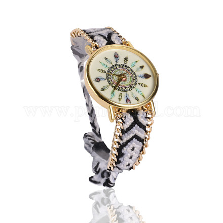 Tressés cordon en coton montres bracelet WACH-G017-02-1