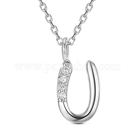 SHEGRACE Rhodium Plated 925 Sterling Silver Initial Pendant Necklaces JN917A-1
