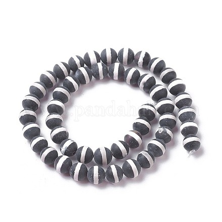 Brins de perles d'agate dzi à motif rayé tibétain naturel G-P425-04-10mm-1