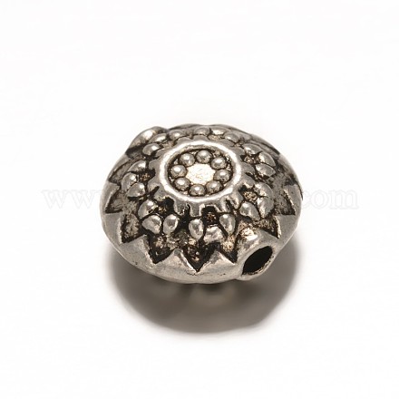Carved Flat Round Tibetan Style Zinc Alloy Beads PALLOY-ZN48380-AS-RS-1
