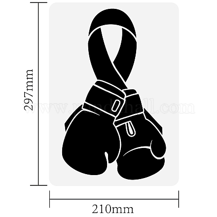 FINGERINSPIRE Red Ribbon Gloves Painting Stencil 8.3x11.7inch Gloves Drawing Template Breast Cancer Prevention Decoration Stencil Anticancer Pattern Stencil for Painting on Wood Wall Fabric DIY-WH0396-469-1