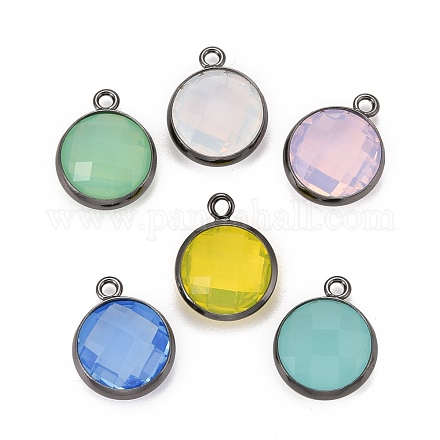 Charms de vidrio de latón KK-C228-01B-1